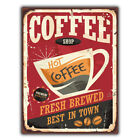 METAL SIGN WALL PLAQUE COFFEE Shop Hot Coffee Sign Retro style METAL print