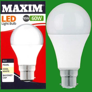 12x 10W (=60W) GLS BC B22 LED Light Bulb Lamp, 4000K Cool White 806Lm - Picture 1 of 2