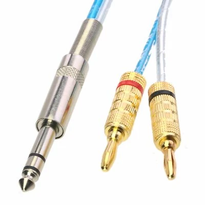 6.35mm 1/4" TRS plug to Deluxe bananas AV Audio amplifier speaker cable 1~16FT - Image 1 of 4
