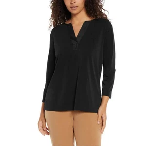 Banana Republic Women's 3/4 Sleeve V Neck Tunic Top | Black | XLarge - Picture 1 of 3