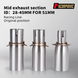 Motorcycle Modified Exhaust Pipe, for 28-45mm Adapter, 51mm Middle Link Pipe - Picture 1 of 23