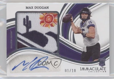 2023 Panini Immaculate Collegiate Bowl Logo 1 /10 Max Duggan RPA Patch Auto RC - Image 1 of 2