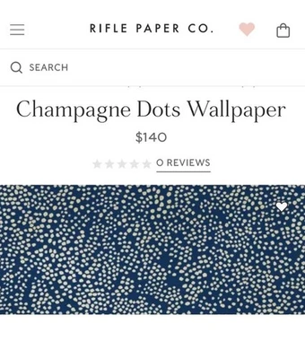 2 Brand New Rolls - Rifle Paper Co. Champagne Dots Wallpaper - Blue and Gold - Image 1 of 4