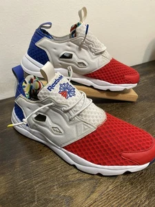 Scarpe uomo Reebok Furylite rosso bianco blu taglia 10 sneaker running USA AR009 usate - Foto 1 di 14