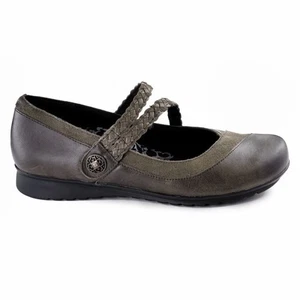 Aetrex Ada cinturino intrecciato in pelle punta tonda Mary Jane marrone piatto donna US 7,5-8 - Foto 1 di 16