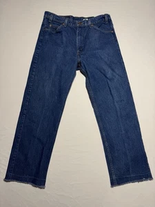Vintage Levi’s 505 Regular Fit Jeans 36x30 Dark Wash Straight Leg Raw Hem USA - Picture 1 of 8