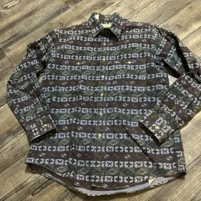Vintage 90s LL BEAN Southwestern Indian Aztec Flannel Shirt Made In USA M - Image 1 of 4