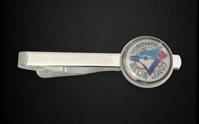 Baseball Card Tie Clip, Toronto Blue Jays Wedding Jewelry Tie Bar - Image 1 of 4