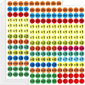 Removable Garage Sale Price Stickers, 1400 PCS 3/4 Inch Price Stickers for Ya... - Picture 1 of 6