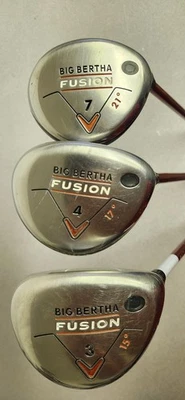Callaway Big Bertha Fusion Fairway 3/15° 4/17° 7/21° Wood Set Aldila 55-R 350 - Image 1 of 4