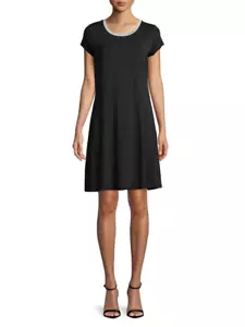NUOVO ABITO SVASATO IN VISCOSA NERO MICHAEL KORS TAGLIA XL $ - Foto 1 di 2