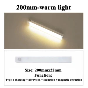 20cm Motion Sensor Wireless LED Night Light Rechargeable Cabinet Wardrobe Lamp - Picture 1 of 9
