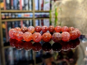 Red Crackled Agate bead bracelet for MEN Stretch 10mm 7, 7.5, 8, or 8.5 inch - Picture 1 of 9