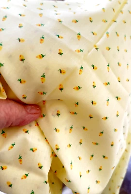 3/4Yd 45WX28"L Vtg Tiny Baby Yellow Rosebuds Floral Quilt Fabric Cotton - Image 1 of 4