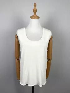 Blumarine White Sleeveless Scoop Neck Basic Formal Elegance Shirt Blouse Sz D 44 - Picture 1 of 21