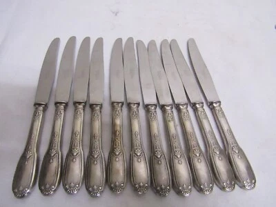 série de 11 couteaux de table  en metal argente art de la table argenterie - Photo 1/4