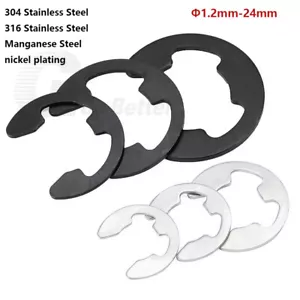 1.2-24mm External E-Clips Retaining Washers Rings Stainless Steel C-Clip Circlip - Picture 1 of 17