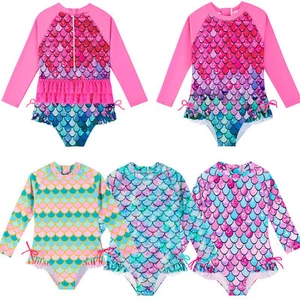 Baby Girls One-piece Swimming Fish Scale Holiday Swimwear Water Swimsuit Zipper - Picture 1 of 80