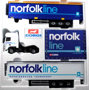 Corgi 1:50 CC99129 DAF XF Truck & FRIDGE Trailer in NORFOLK LINE MAERSK Gift-Set - Picture 1 of 20