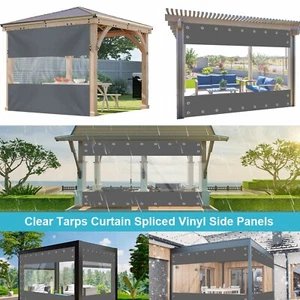 Outdoor Clear Tarps Panel Vinyl Curtain with Grommets for Pergola Gazebo Porch - Picture 1 of 16