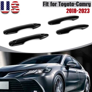 For 2018-21 2022 Toyota Camry GLOSS BLACK Door Handle Covers W/O Smart Keyholes - Picture 1 of 10