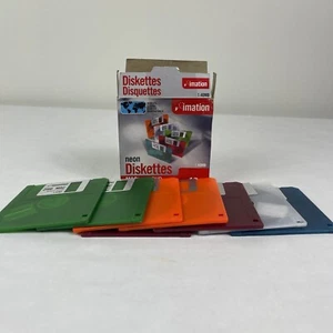 New-Open Box Imation 8 Pack of Formatted MAC 2HD Diskettes 1.40MB Neon EIGHT - Picture 1 of 5