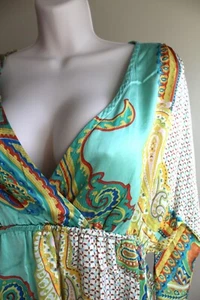 Seide Paisley One West Shirt Damen S Empire Mieder 1/2 Arm gelb seeglas - Bild 1 von 6