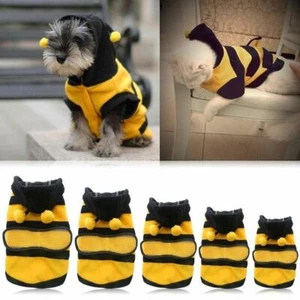 Bee Dog Cat Puppy Coat Apparel Outfit Fleece Clothes Pet Hoodie Fancy Costume - Picture 1 of 15