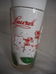 MCM Peanut Butter Drinking Glass Boscul Tumbler Laurel White/red Flowers Estate - Picture 1 of 4