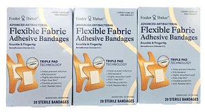 F&T Finger / Knuckle Bandages Fabric Advanced Antibacterial 20ct ( 3 boxes ) / - Picture 1 of 3