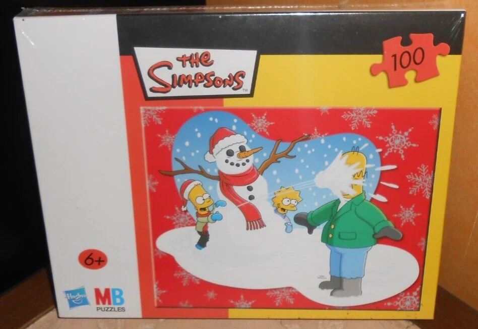 puzzle 100 pièces LES SIMPSON bataille de boules de neige, sous blister - Photo 1/1