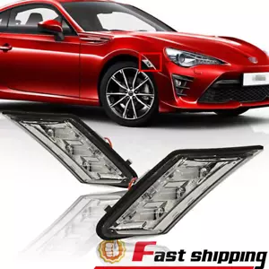 Fit 2013-2020 Toyota Subaru GT86 BRZ FR-S Smoke Lens Bumper Side Marker Lights - Picture 1 of 6