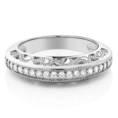 Anillo de boda de plata de ley 925 con halo de circonitas blancas para mujer (0,32 quilates) Foto 1 de 4