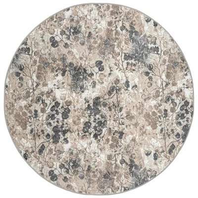 Livigno 1242 Transitional Floral Grey 8' Round Area Rug - Imagem 1 de 4