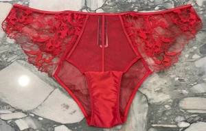 NEU Victoria Secret sehr sexy luxuriöses freches Höschen Netz & Spitze - Lippenstift rot - XL - Bild 1 von 5