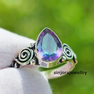 Мистический топаз драгоценный камень 925 пробы ручной работы подарочное кольцо США размер 5 до 13 - Изображение 1 из 4