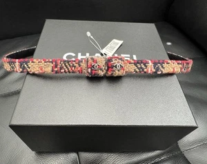 Chanel 13A Dark Brown Tweed Fancy Belt Size 80/32 - Picture 1 of 9