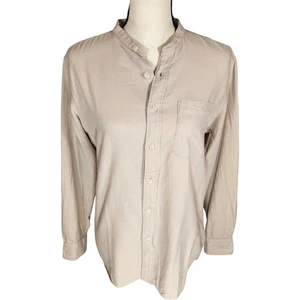 Uniqlo 100% Cotton Unisex Long Sleeve Button Up Shirt, Tan/Beige, Small - Picture 1 of 11