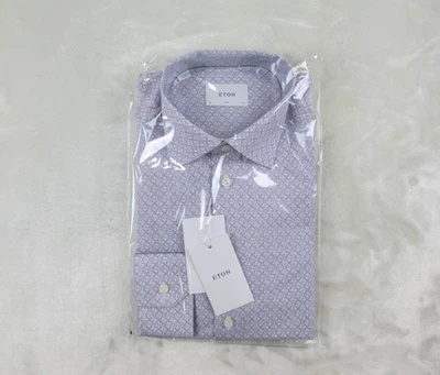NUEVA Camisa de Vestir Eton Para Hombres 42 16.5 Grande Rosa Floral Ajustada Algodón Negocios Foto 1 de 4