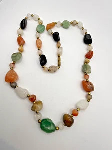 Vintage Beggars Bead Necklace Stone Heavy  23" - Picture 1 of 6