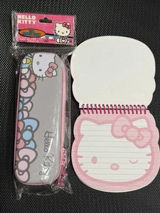 Hello Kitty Sanrio Tin Pencil Case Full Zip + Notebook  - Picture 1 of 4