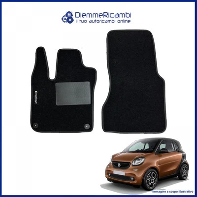 W-PARTS SERIE 2 TAPPETI - TAPPETINI IN MOQUETTE NERI PER SMART FORTWO 453 dal 2014