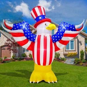 8 FT 4th of July Inflatable Decorations,American Flying Bald Eagle Decor with Bu - Picture 1 of 6