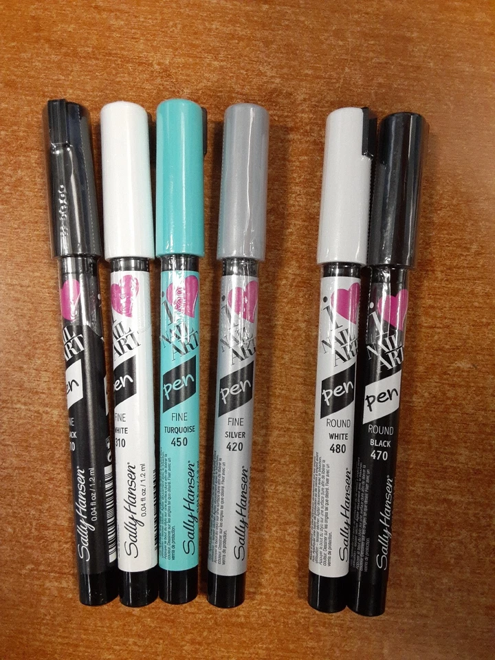 Paquete de 6: bolígrafos para arte en uñas Sally Hansen, paquete múltiple de 4 colores, puntas redondas y finas - E8E Foto 1 de 1