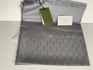 GUCCI Lana/Seda (50/50%) Unisex Bufanda/Envoltura/Estola (135 X 135 cm)—Nuevo Con Etiquetas - Imagen 1 de 4