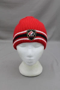 Team Canad Toque / Beanie - 3 Stripe with Crested Logo - Adult Stretch Fit - Picture 1 of 8