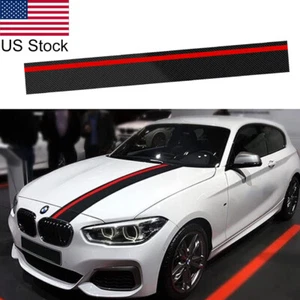1pc 55'' Carbon Fiber Pattern Sport Racing Front Hood Bonnet Decsal Sticker - Picture 1 of 9