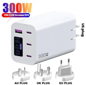 300W GaN USB Type C PD3.1 Fast Charger, 100W+100W+100W AC100-240V & OLED Screen - Photo 1 sur 8