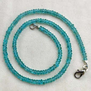 Collar de 16" con cuentas lisas de piedras preciosas de apatita verde natural de 4 mm - Imagen 1 de 9