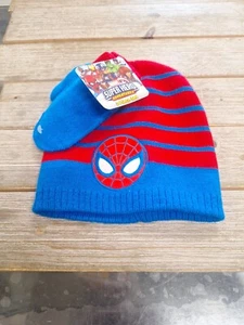 NWT Kids Spider Man Matching Beanie and Mittens Set sz 2T-5T - Picture 1 of 5